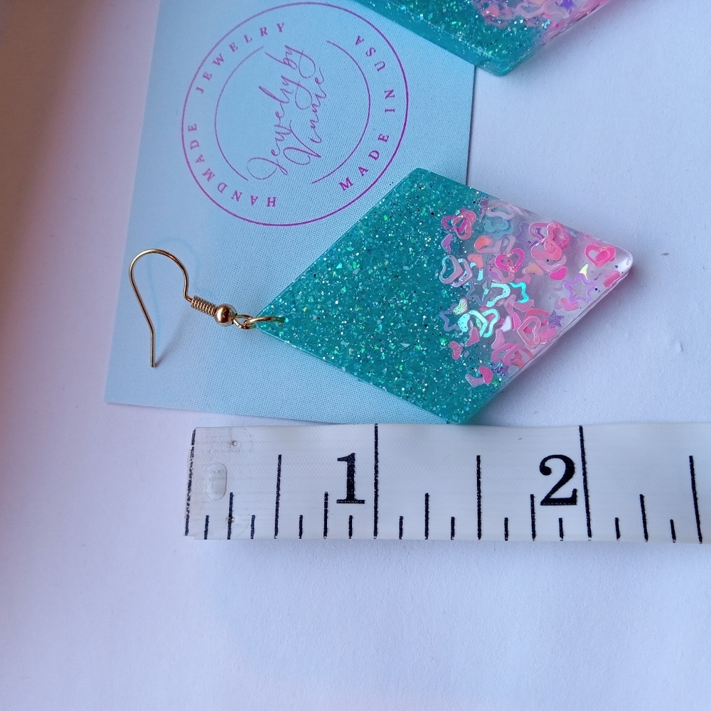 Hand Crafted Pink And Teal Caribbean Sunset Collection Diamonds - Picture 6 of 6